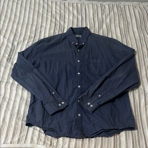 Express Dark Blue Casual Button-Down Shirt